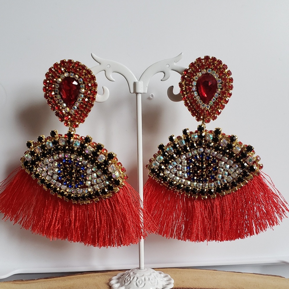 Eye drop tassel drop earrings women , new jewelry - Picture 4 of 7